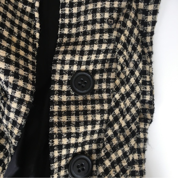 Vintage 60s Coat Black White Checks Small Mam’selle by Betty Carol retro buttons - Picture 6 of 9